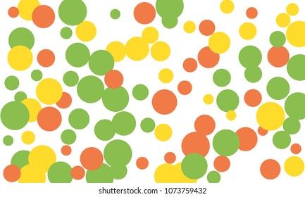 Many Stylish, Modern Classy and Good Looking Green, Yellow and Red Bubbles of Different Size on White Background