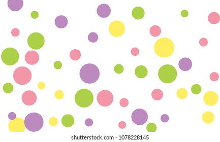 Many Stylish, Modern Classy and Good Looking Green, Violet, Pink and Yellow Bubbles of Different Size on White Background