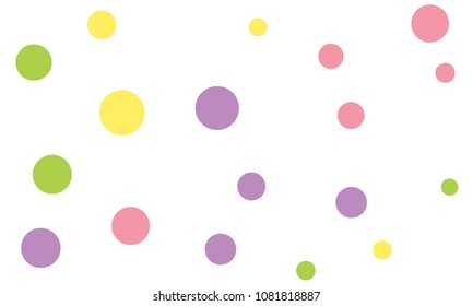 Many Stylish, Modern Classy and Good Looking Green, Violet, Pink and Yellow Bubbles of Different Size on White Background
