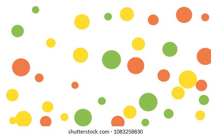 Many Stylish, Modern Classy and Good Looking Green, Yellow and Red Bubbles of Different Size on White Background