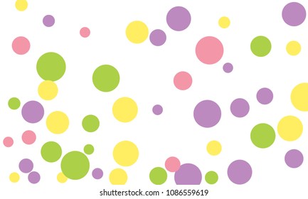 Many Stylish, Modern Classy and Good Looking Green, Violet, Pink and Yellow Bubbles of Different Size on White Background