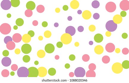 Many Stylish, Modern Classy and Good Looking Green, Violet, Pink and Yellow Bubbles of Different Size on White Background