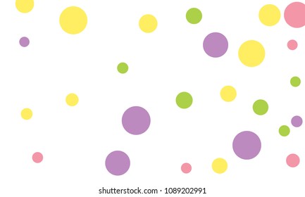 Many Stylish, Modern Classy and Good Looking Green, Violet, Pink and Yellow Bubbles of Different Size on White Background