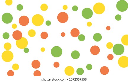 Many Stylish, Modern Classy and Good Looking Green, Yellow and Red Bubbles of Different Size on White Background