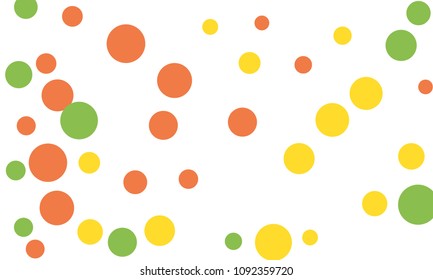 Many Stylish, Modern Classy and Good Looking Green, Yellow and Red Bubbles of Different Size on White Background