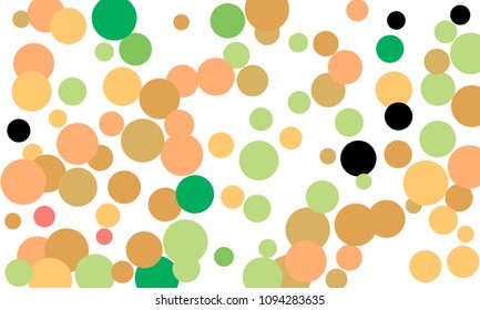 Many Stylish, Modern Classy and Good Looking Green, Brown, Pink and Orange Bubbles of Different Size on White Background