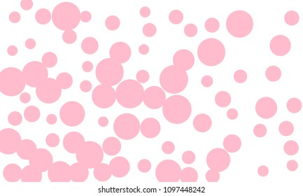 Many Stylish, Modern Classy and Good Looking Light Pink Bubbles of Different Size on White Background