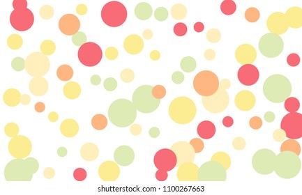 Many Stylish, Modern Classy and Good Looking Pink, Orange and Green Bubbles of Different Size on White Background