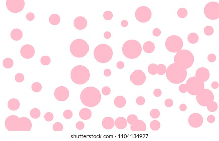 Many Stylish, Modern Classy and Good Looking Light Pink Bubbles of Different Size on White Background