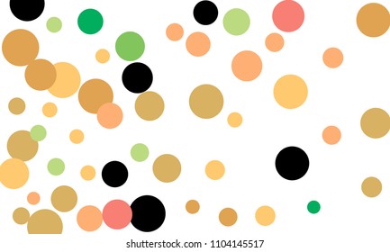 Many Stylish, Modern Classy and Good Looking Green, Brown, Pink and Orange Bubbles of Different Size on White Background