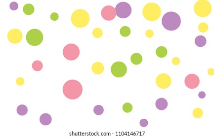 Many Stylish, Modern Classy and Good Looking Green, Violet, Pink and Yellow Bubbles of Different Size on White Background