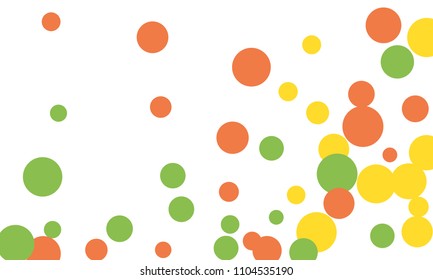 Many Stylish, Modern Classy and Good Looking Green, Yellow and Red Bubbles of Different Size on White Background