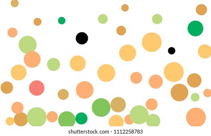 Many Stylish, Modern Classy and Good Looking Green, Brown, Pink and Orange Bubbles of Different Size on White Background