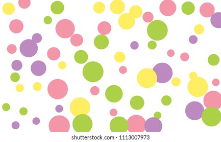 Many Stylish, Modern Classy and Good Looking Green, Violet, Pink and Yellow Bubbles of Different Size on White Background