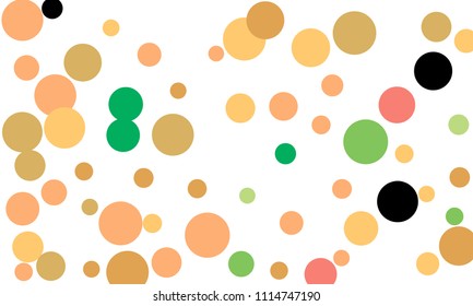 Many Stylish, Modern Classy and Good Looking Green, Brown, Pink and Orange Bubbles of Different Size on White Background