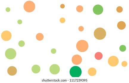 Many Stylish, Modern Classy and Good Looking Green, Brown, Pink and Orange Bubbles of Different Size on White Background