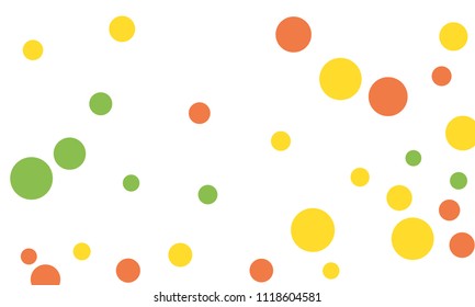 Many Stylish, Modern Classy and Good Looking Green, Yellow and Red Bubbles of Different Size on White Background