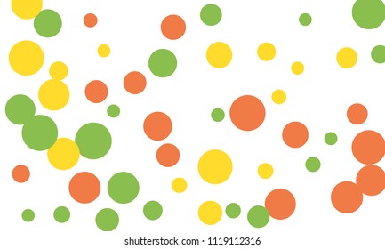 Many Stylish, Modern Classy and Good Looking Green, Yellow and Red Bubbles of Different Size on White Background