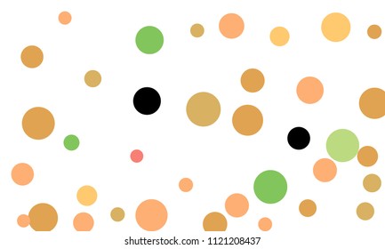 Many Stylish, Modern Classy and Good Looking Green, Brown, Pink and Orange Bubbles of Different Size on White Background