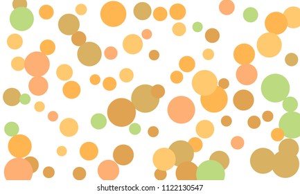 Many Stylish, Modern Classy and Good Looking Green, Orange, Pink and Brown Bubbles of Different Size on White Background