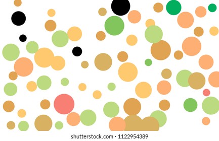 Many Stylish, Modern Classy and Good Looking Green, Brown, Pink and Orange Bubbles of Different Size on White Background