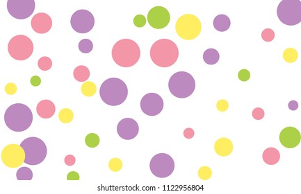 Many Stylish, Modern Classy and Good Looking Green, Violet, Pink and Yellow Bubbles of Different Size on White Background