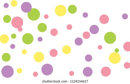 Many Stylish, Modern Classy and Good Looking Green, Violet, Pink and Yellow Bubbles of Different Size on White Background