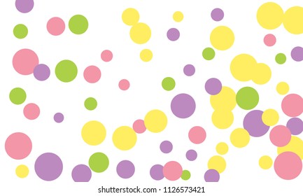 Many Stylish, Modern Classy and Good Looking Green, Violet, Pink and Yellow Bubbles of Different Size on White Background