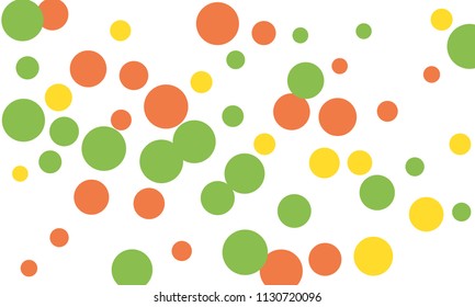 Many Stylish, Modern Classy and Good Looking Green, Yellow and Red Bubbles of Different Size on White Background