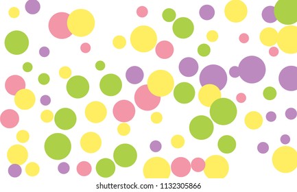 Many Stylish, Modern Classy and Good Looking Green, Violet, Pink and Yellow Bubbles of Different Size on White Background