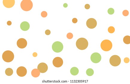 Many Stylish, Modern Classy and Good Looking Green, Orange, Pink and Brown Bubbles of Different Size on White Background
