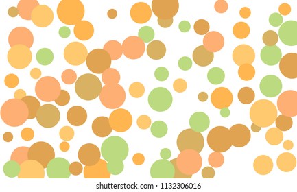 Many Stylish, Modern Classy and Good Looking Green, Orange, Pink and Brown Bubbles of Different Size on White Background
