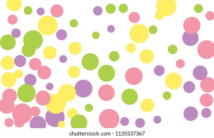 Many Stylish, Modern Classy and Good Looking Green, Violet, Pink and Yellow Bubbles of Different Size on White Background
