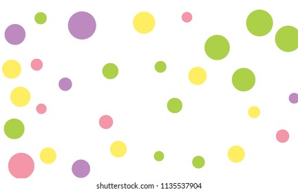 Many Stylish, Modern Classy and Good Looking Green, Violet, Pink and Yellow Bubbles of Different Size on White Background