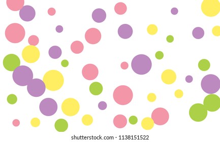 Many Stylish, Modern Classy and Good Looking Green, Violet, Pink and Yellow Bubbles of Different Size on White Background