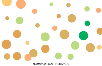 Many Stylish, Modern Classy and Good Looking Green, Brown, Pink and Orange Bubbles of Different Size on White Background