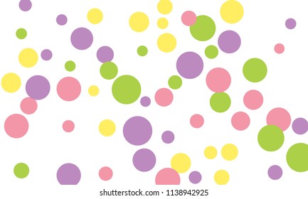 Many Stylish, Modern Classy and Good Looking Green, Violet, Pink and Yellow Bubbles of Different Size on White Background