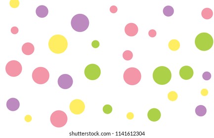 Many Stylish, Modern Classy and Good Looking Green, Violet, Pink and Yellow Bubbles of Different Size on White Background