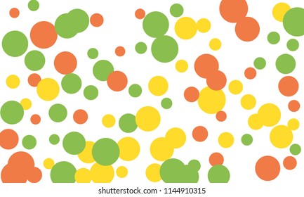 Many Stylish, Modern Classy and Good Looking Green, Yellow and Red Bubbles of Different Size on White Background