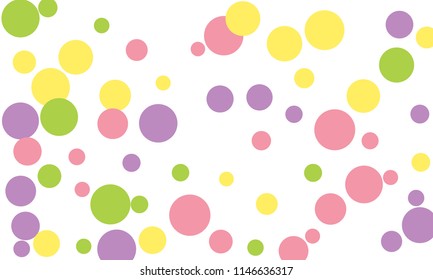 Many Stylish, Modern Classy and Good Looking Green, Violet, Pink and Yellow Bubbles of Different Size on White Background