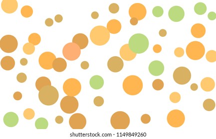 Many Stylish, Modern Classy and Good Looking Green, Orange, Pink and Brown Bubbles of Different Size on White Background