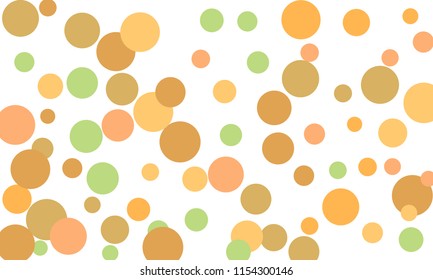 Many Stylish, Modern Classy and Good Looking Green, Orange, Pink and Brown Bubbles of Different Size on White Background