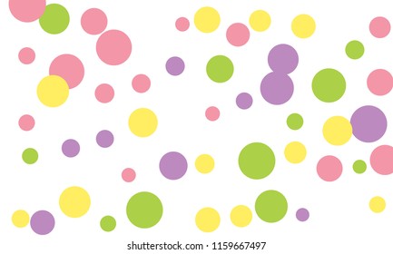 Many Stylish, Modern Classy and Good Looking Green, Violet, Pink and Yellow Bubbles of Different Size on White Background