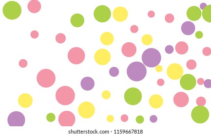 Many Stylish, Modern Classy and Good Looking Green, Violet, Pink and Yellow Bubbles of Different Size on White Background