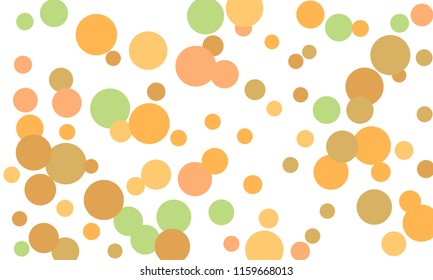 Many Stylish, Modern Classy and Good Looking Green, Orange, Pink and Brown Bubbles of Different Size on White Background