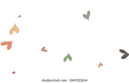 Many Stylish, Modern and Good Looking Yellow, Red and Blue Hearts on White Background