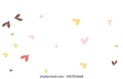 Many Stylish, Modern and Good Looking Pink, Grey, Yellow and Red Hearts on White Background
