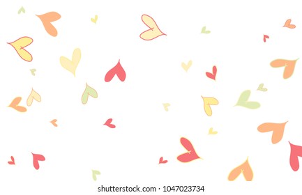 Many Stylish, Modern and Good Looking Pink, Yellow and Green Hearts on White Background