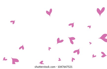 Many Stylish, Modern and Good Looking Violet Hearts on White Background