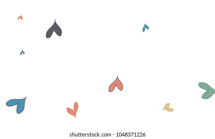 Many Stylish, Modern and Good Looking Yellow, Red and Blue Hearts on White Background